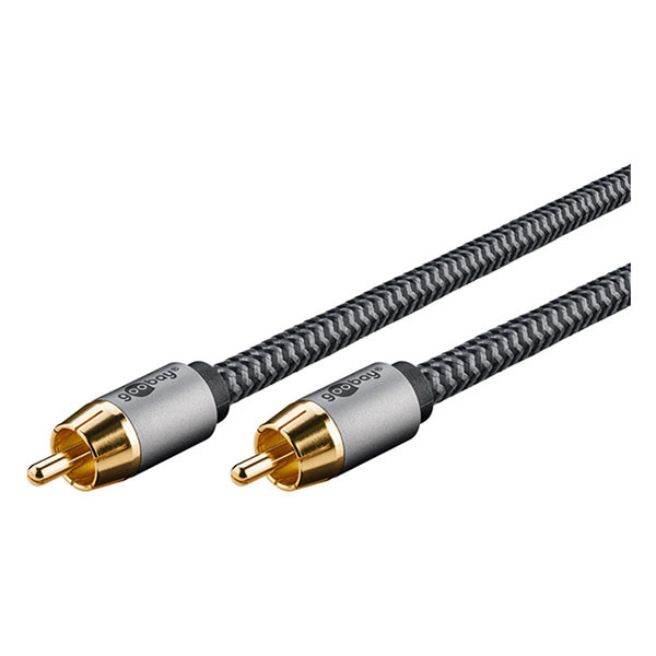 Goobay Subwoofer kabel | Tulp naar Tulp | M ↔ M | Goobay | 10 meter (Mono, Zwart/grijs) 65299 K010411225 - 2
