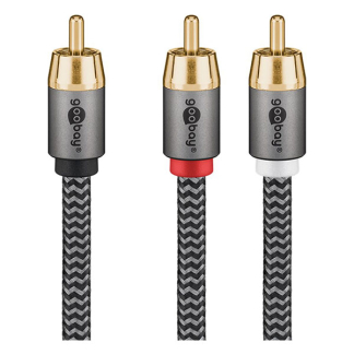 Goobay Subwoofer splitterkabel | Tulp naar 2x tulp | Goobay | 10 meter (Mono, Zwart/grijs) 65303 K010411229 - 2