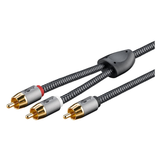 Goobay Subwoofer splitterkabel | Tulp naar 2x tulp | Goobay | 10 meter (Mono, Zwart/grijs) 65303 K010411229 - 3