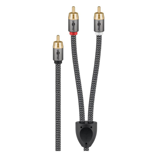 Goobay Subwoofer splitterkabel | Tulp naar 2x tulp | Goobay | 2 meter (Mono, Zwart/grijs) 65300 K010411226