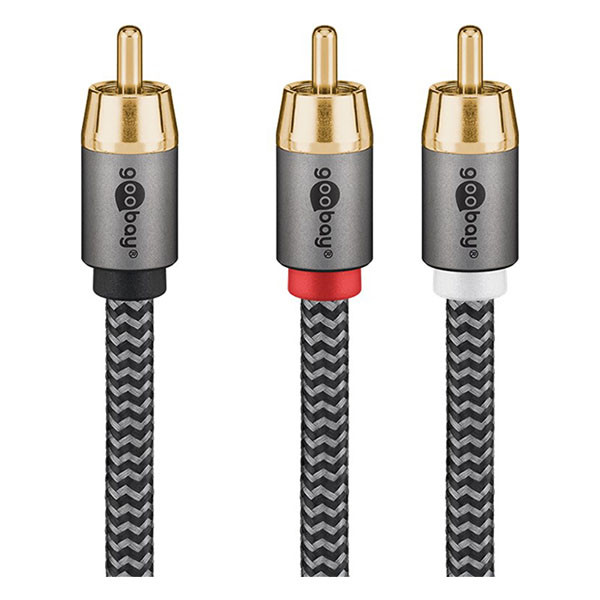 Goobay Subwoofer splitterkabel | Tulp naar 2x tulp | M ↔ M | Goobay | 2 meter (Mono, Zwart/grijs) 65300 K010411226 - 2