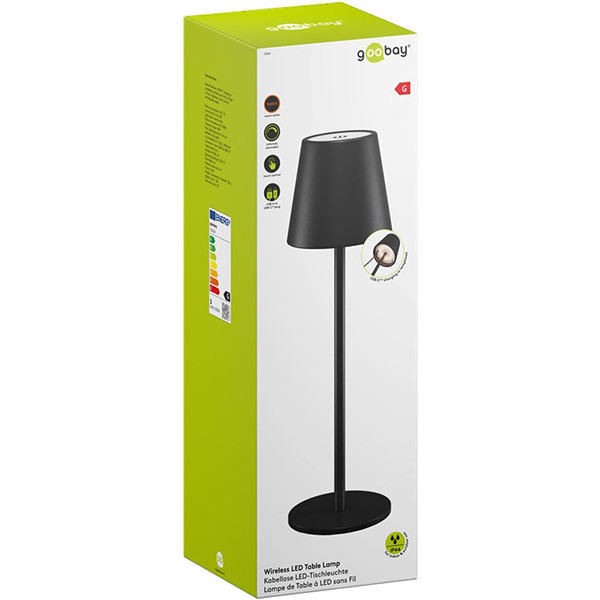 Goobay Tafellamp | Goobay (Led, Draadloos, Touchbediening, Warm wit licht, Dimbaar, USB C, Zwart) 72024 77673 K150204358 - 4