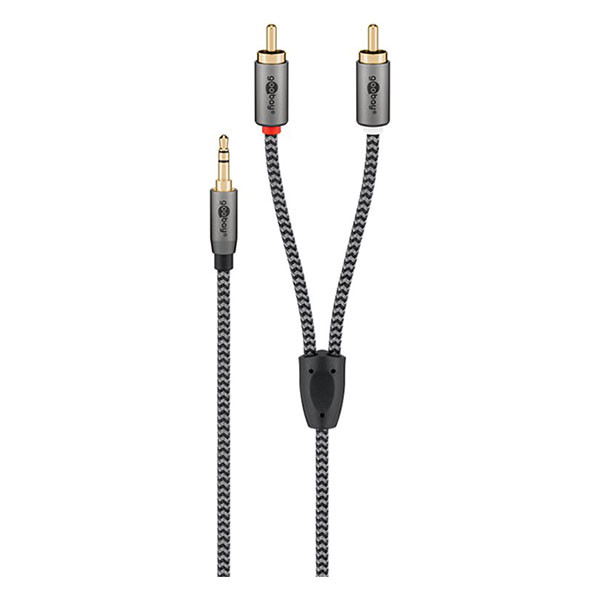 Goobay Tulp naar jack kabel | M ↔ M | Goobay Plus | 0.5 meter (3.5 mm, Stereo, Verguld, 100% koper, 3-polig) 65284 K010411066 - 1