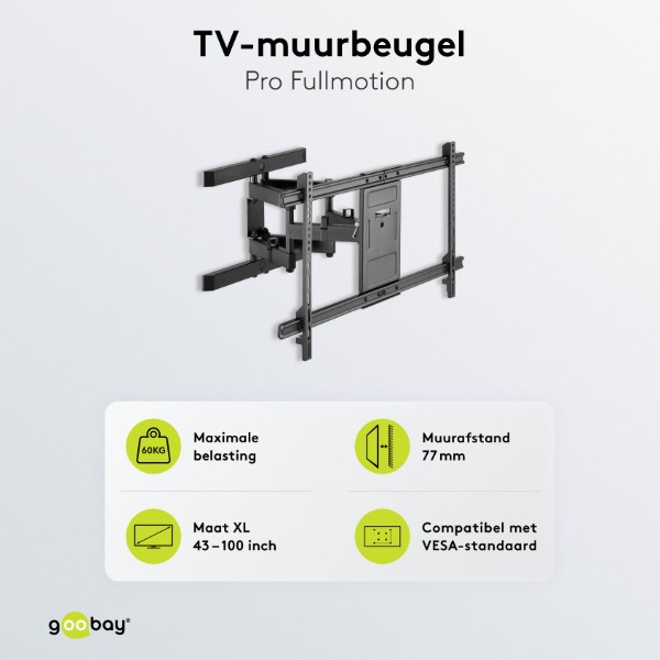 Goobay Tv beugel | Goobay | 43 tot 100 inch (Draai- en kantelbaar, Max. 60 kg) 49746 K101501201 - 7