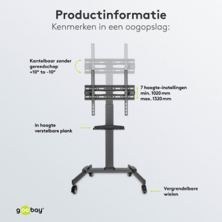 Goobay Tv vloerstandaard | Goobay | 37 tot 70 inch (Verrijdbaar, Verstelbaar, Max. 35 kg) 59507 K101501189 - 7
