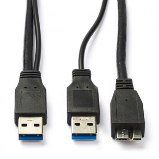 Goobay USB A naar Micro USB kabel | 0.3 meter | USB 3.0 (100% koper, Extra USB voeding, Zwart) 95746 K010214091 - 1