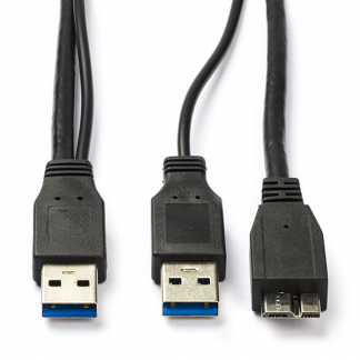 Goobay USB A naar Micro USB kabel | 0.3 meter | USB 3.0 (100% koper, Extra USB voeding, Zwart) 95746 K010214091 - 