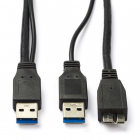 Goobay USB A naar Micro USB kabel | 0.3 meter | USB 3.0 (100% koper, Extra USB voeding, Zwart) 95746 K010214091