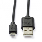 USB A naar Micro USB kabel | 0.6 meter | USB 2.0 (100% koper, Zwart)