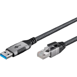 Goobay USB A naar RJ45 kabel | Goobay | 1.5 meter (USB 3.0, Cat6 FTP, Zilver/zwart) 70497 K020610055 - 2