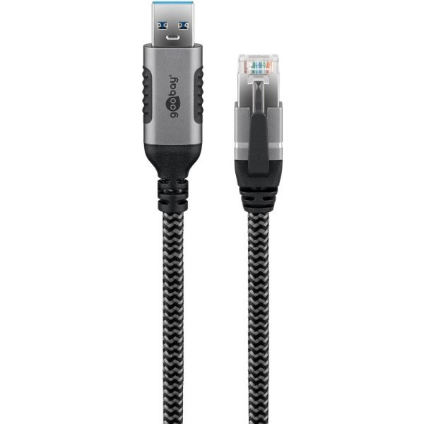 Goobay USB A naar RJ45 kabel | Goobay | 1.5 meter (USB 3.0, Cat6 FTP, Zilver/zwart) 70497 K020610055 - 3