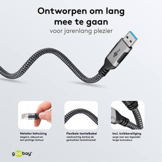 Goobay USB A naar RJ45 kabel | Goobay | 1.5 meter (USB 3.0, Cat6 FTP, Zilver/zwart) 70497 K020610055 - 6