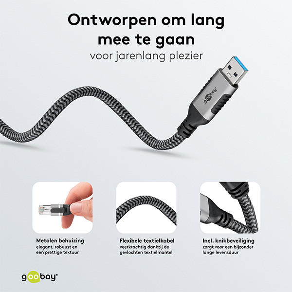 Goobay USB A naar RJ45 kabel | Goobay | 10 meter (USB 3.0, Cat6 FTP, Zilver/zwart) 70694 K020610060 - 6