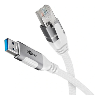 Goobay USB A naar RJ45 kabel | Goobay | 1 meter (USB 3.0, Cat6 FTP, Wit) 74157 K020610070 - 1