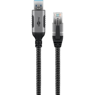 Goobay USB A naar RJ45 kabel | Goobay | 1 meter (USB 3.0, Cat6 FTP, Zilver/zwart) 70299 K020610054 - 3