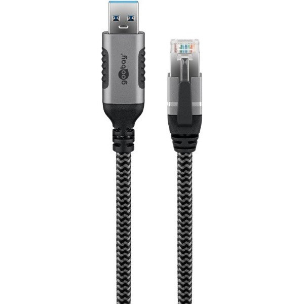 Goobay USB A naar RJ45 kabel | Goobay | 5 meter (USB 3.0, Cat6 FTP, Zilver/zwart) 70692 K020610058 - 3