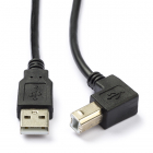 USB A naar USB B kabel | 1 meter | USB 2.0 (100% koper, Haaks)