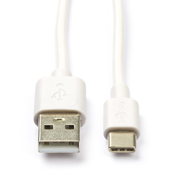 Goobay USB A naar USB C kabel | 0.1 meter | USB 2.0 (15W, 480 Mbps, Wit) 38677 K010214051 - 1