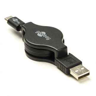 Goobay USB A naar USB C kabel | 1 meter | USB 2.0 (15W, 480 Mbps, Uittrekbaar, Zwart) 45743 K010214050 - 1