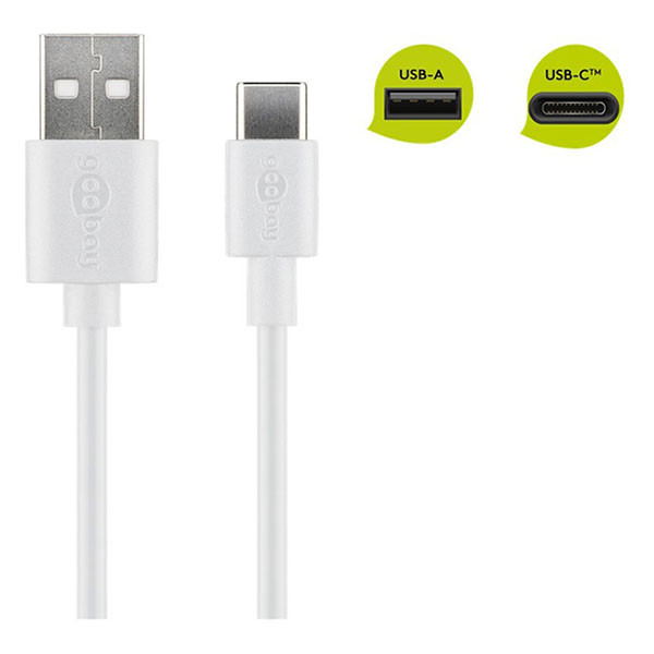 Goobay USB A naar USB C kabel | 1 meter | USB 2.0 (Wit) 45563 K010214053 - 2