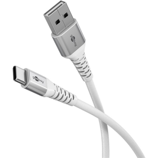 Goobay USB A naar USB C kabel | Goobay | 0.5 meter | USB 2.0 (60W, 480 Mbps, Wit) 74529 K180107395 - 1