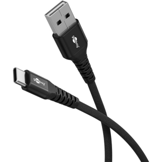 USB A naar USB C kabel | Goobay | 1 meter | USB 2.0 (60W, 480 Mbps, Zwart)