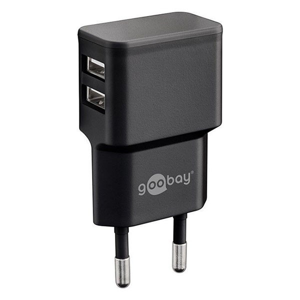 Goobay USB A oplader | Goobay | 2 poorten (USB A, 12W, Zwart) 44951 K120300239 - 1