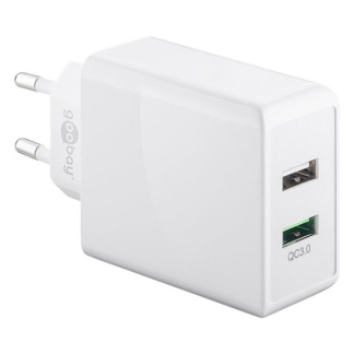 Goobay USB A oplader | Goobay | 2 poorten (USB A, Quick Charge, 28W, Wit) 44957 K120300240 - 1