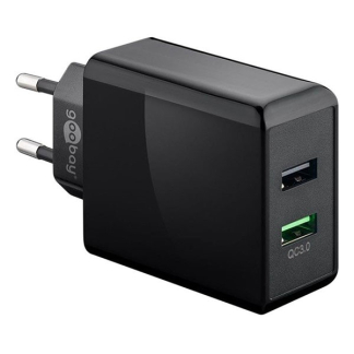 Goobay USB A oplader | Goobay | 2 poorten (USB A, Quick Charge, 28W, Zwart) 44956 K120300241 - 1
