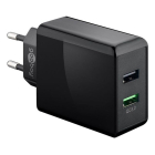 USB A oplader | Goobay | 2 poorten (USB A, Quick Charge, 28W, Zwart)