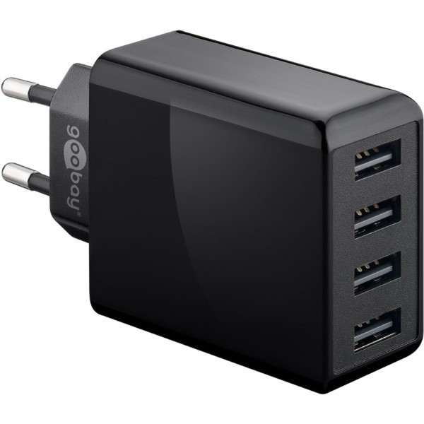 Goobay USB A oplader | Goobay | 4 poorten (USB A, 30W, Zwart) 44953 K120300243 - 1