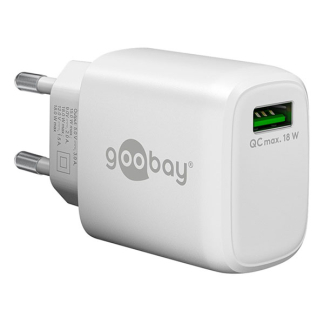 Goobay USB A oplader | Goobay (18W, 1x USB A, GaN, Quick Charge 3.0, Wit) 61672 K180107714 - 1