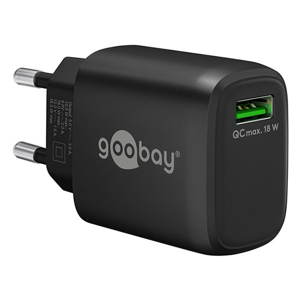 Goobay USB A oplader | Goobay (18W, 1x USB A, GaN, Quick Charge 3.0, Zwart) 61671 K180107715 - 1