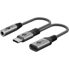 USB C naar 3.5 mm jack | M ↔ V | Goobay | 0.15 meter (Extra USB C poort)