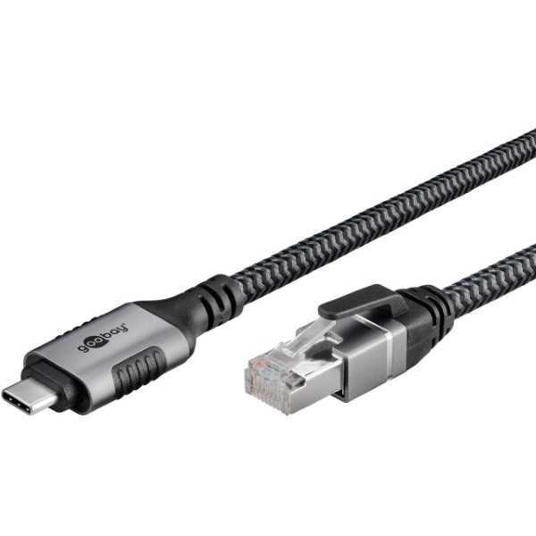Goobay USB C naar RJ45 kabel | Goobay | 1.5 meter (USB 3.1, Cat6 FTP, Zilver/zwart) 70697 K020610063 - 2