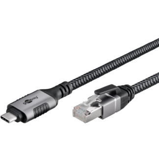 Goobay USB C naar RJ45 kabel | Goobay | 1.5 meter (USB 3.1, Cat6 FTP, Zilver/zwart) 70697 K020610063 - 2