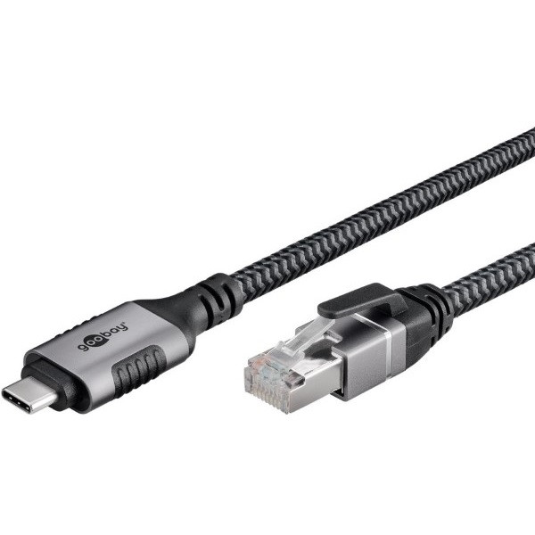 Goobay USB C naar RJ45 kabel | Goobay | 10 meter (USB 3.1, Cat6 FTP, Zilver/zwart) 70754 K020610068 - 2