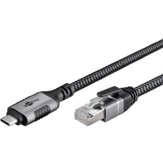 Goobay USB C naar RJ45 kabel | Goobay | 10 meter (USB 3.1, Cat6 FTP, Zilver/zwart) 70754 K020610068 - 2