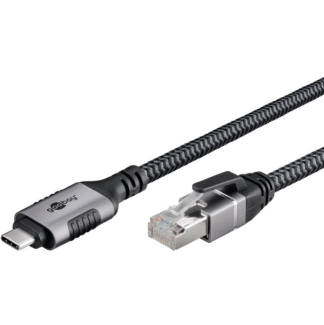Goobay USB C naar RJ45 kabel | Goobay | 2 meter (USB 3.1, Cat6 FTP, Zilver/zwart) 70698 K020610064 - 2
