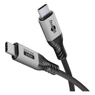 Goobay USB C naar USB C kabel | Goobay | 1 meter | USB 4 (240W, 80 Gbit/s, Zwart/Zilver) 74775 K010214448