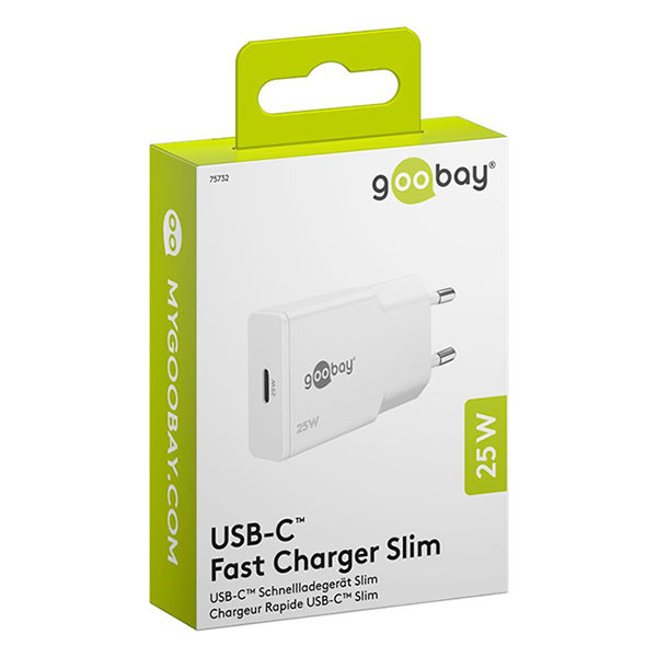 Goobay USB C snellader | Goobay | 1 poort (25 W, GaN, Power Delivery, Wit) 75732 K070501336 - 3