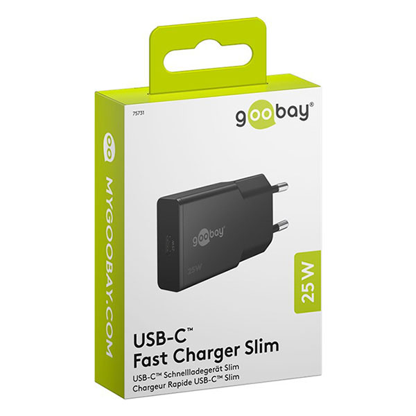 Goobay USB C snellader | Goobay | 1 poort (25 W, GaN, Power Delivery, Zwart) 75731 K070501335 - 3