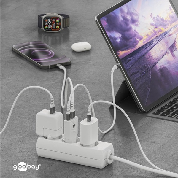 Goobay USB C snellader | Goobay | 2 poorten (1x USB C, 1x USB A, 20 W, GaN, Power Delivery, Wit) 75730 K070501340 - 2