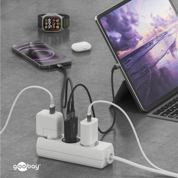 Goobay USB C snellader | Goobay | 2 poorten (1x USB C, 1x USB A, 25 W, GaN, Power Delivery, Zwart) 75733 K070501341 - 2