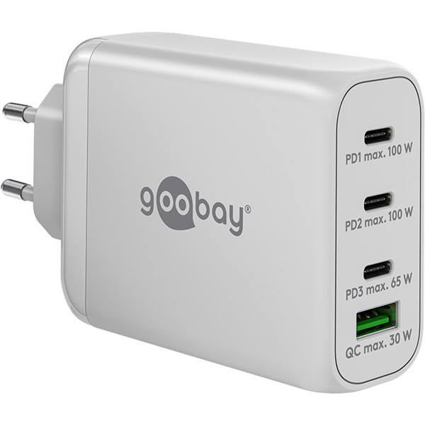 Goobay USB C snellader | Goobay (100W, 3x USB C, 1x USB A, GaN, Power Delivery, Wit) 65556 K180107704 - 1