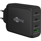 USB C snellader | Goobay (100W, 3x USB C, 1x USB A, GaN, Power Delivery, Zwart)
