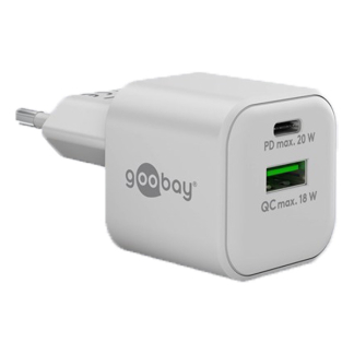 Goobay USB C snellader | Goobay (20W, 1x USB C, 1x USB A, GaN, Power Delivery, Wit) 65865 K180107346 - 1