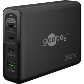 Goobay USB C snellader | Goobay (240W, 3x USB C, 1x USB A, GaN, Power Delivery) 65885 K180107703 - 1
