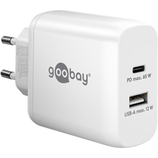 Goobay USB C snellader | Goobay (65W, 1x USB C, 1x USB A, GaN, Power Delivery, Wit) 65410 K180107706 - 1