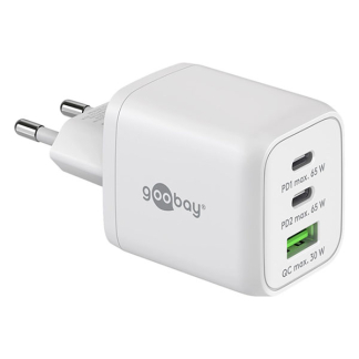 Goobay USB C snellader | Goobay (65W, 2x USB C, 1x USB A, GaN, Power Delivery, Wit) 64754 K180107712 - 1